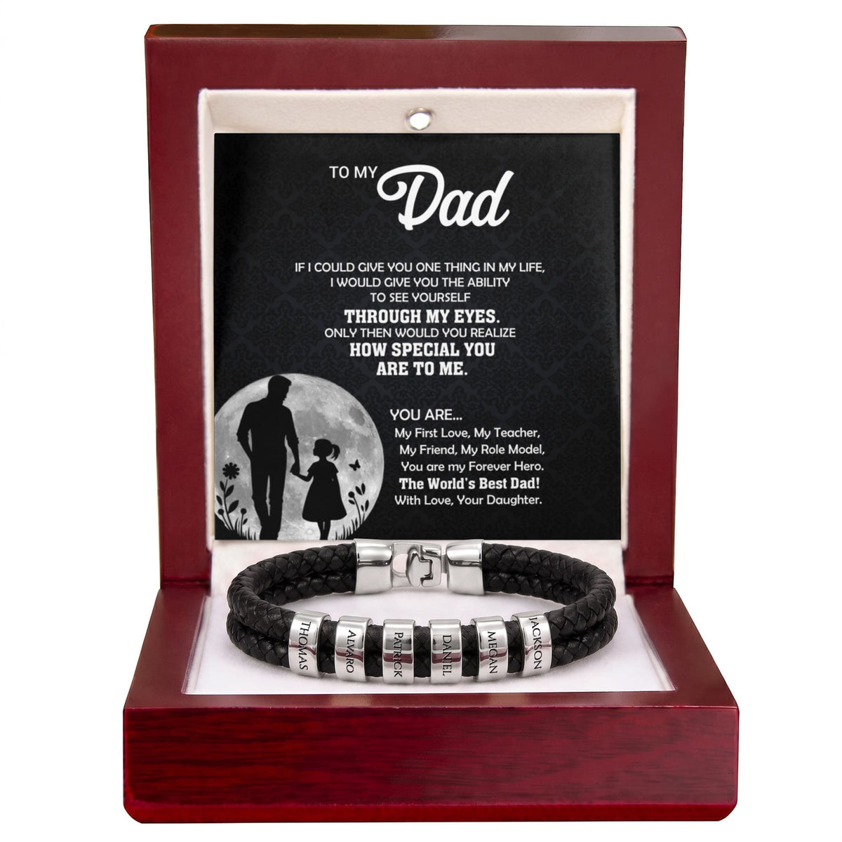 Heart Memento™ Namewoven Bracelet | “Through My Eyes” Gift From Daughter