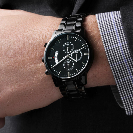 Midnight Legacy chronograph watch lifestyle photo
