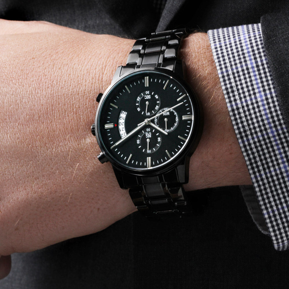 Chronograph watch worn on a wrist