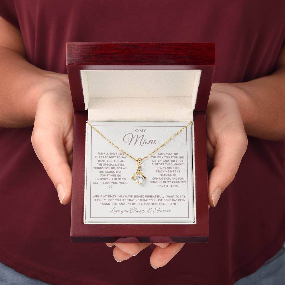 Heart Memento™ Heartwrapped Ribbon Necklace | “I Love You, Mom… I Do” Gift for Mom from Daughter or Son