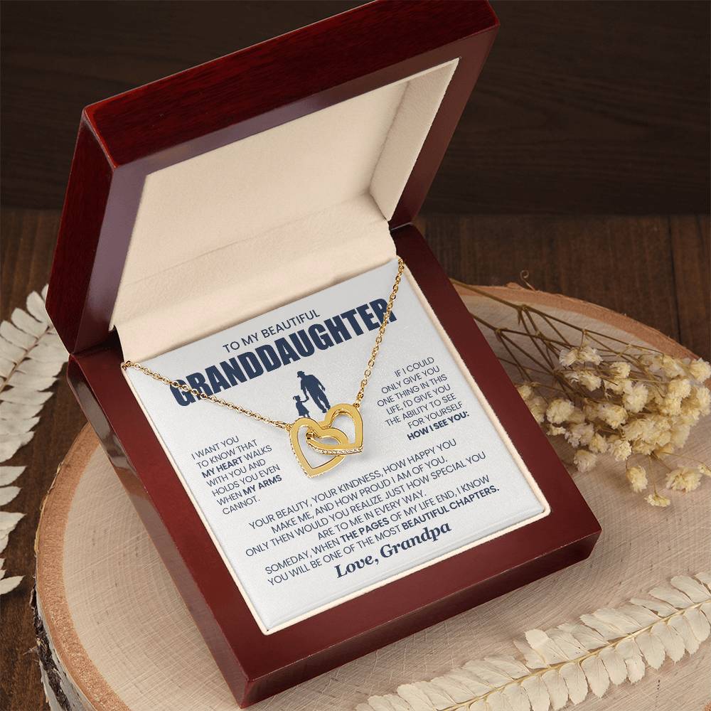 Heart Memento™ Evertwined Hearts Necklace | “My Heart Walks With You” Gift for Granddaughter from Grandpa