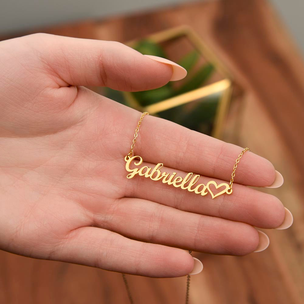 Heart Memento™ Tenderscript Personalized Heart Name Necklace – Custom Name Necklace for Her