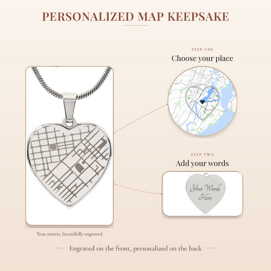 Where It All Began custom map heart necklace – Heart Memento