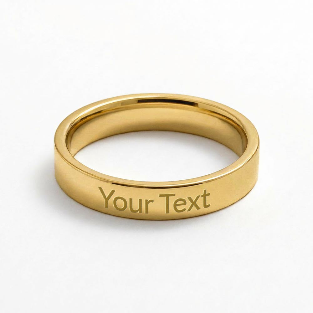 Dearlyheld engraved ring for her, 18K yellow gold finish, size 6 – Heart Memento