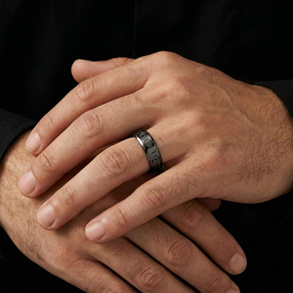 Personalized engraved ring for him – Heart Memento