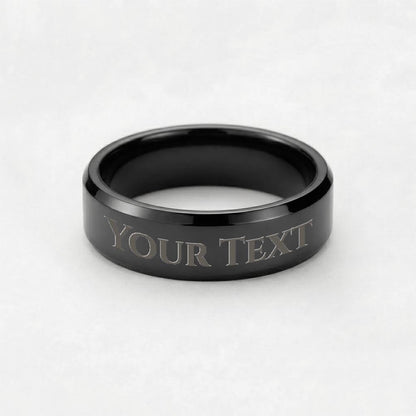 Alwaysworn engraved men's ring, black plated finish, size 9 – Heart Memento