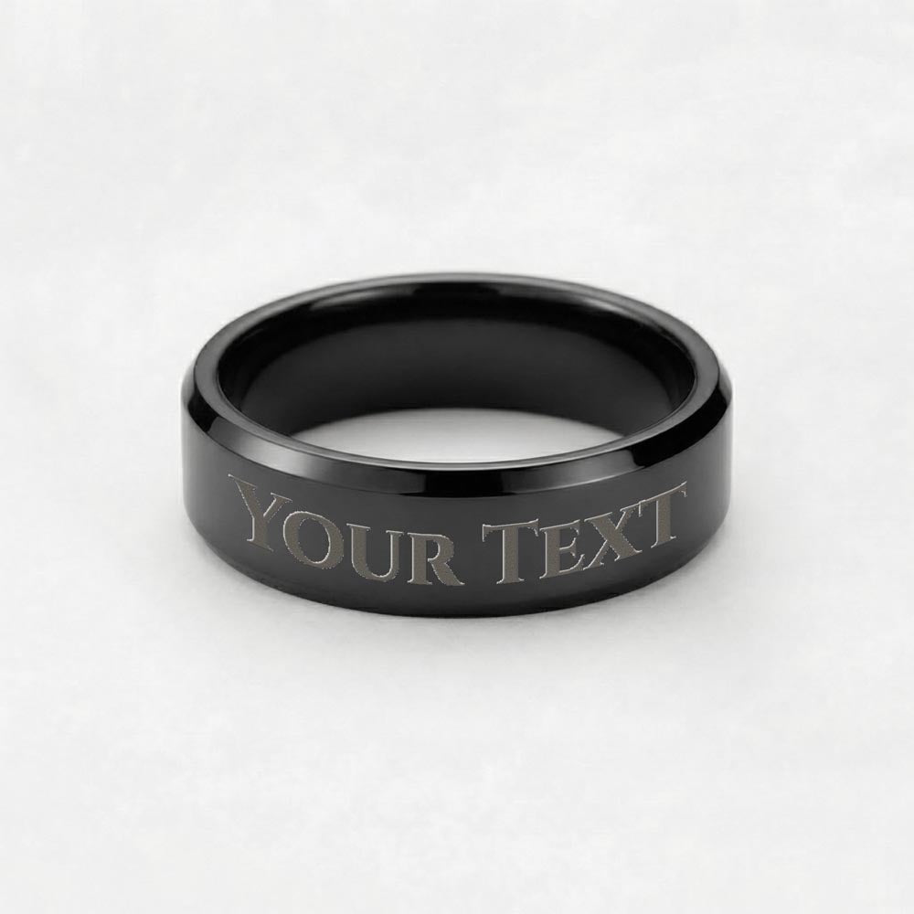 Alwaysworn engraved men's ring, black plated finish, size 10 – Heart Memento