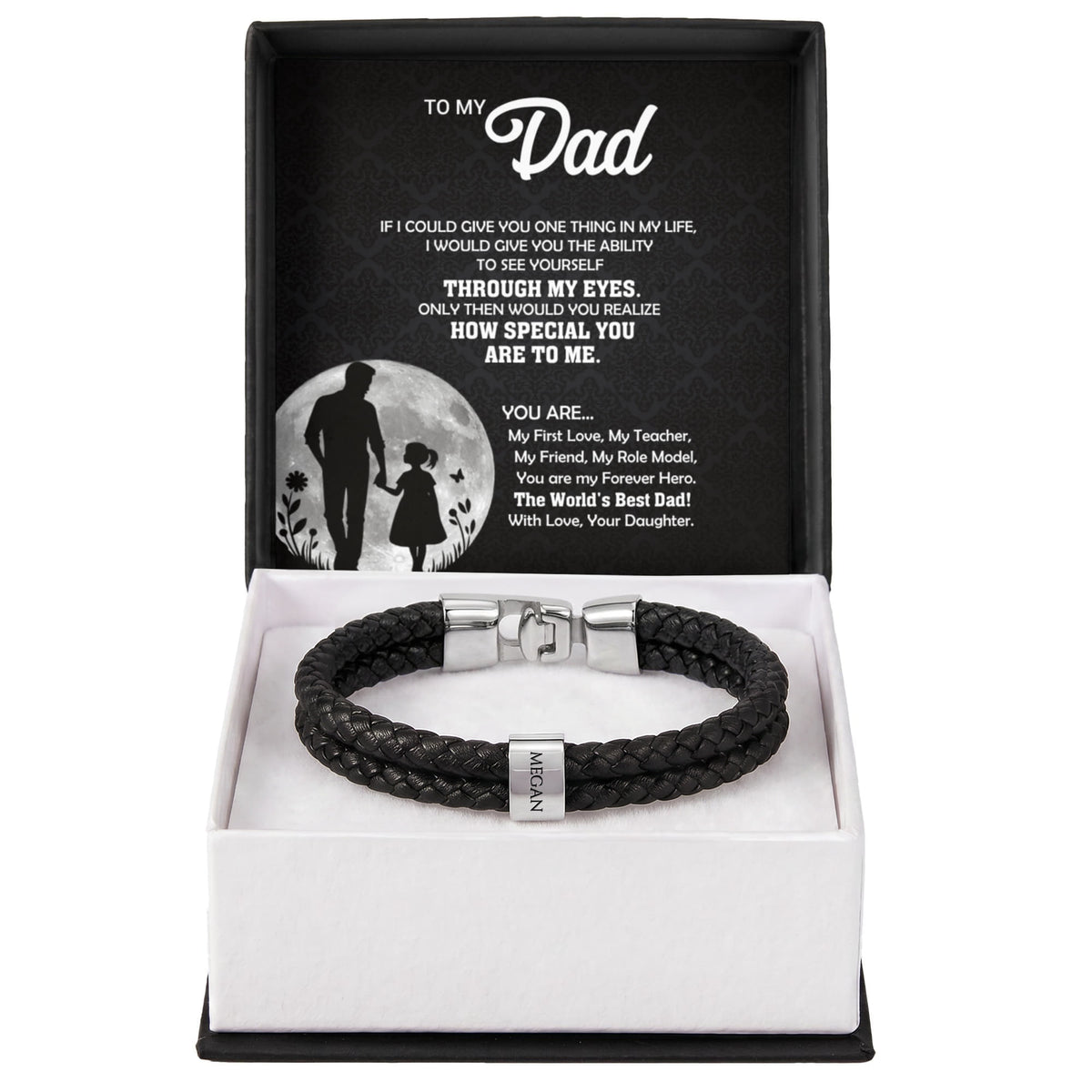 Heart Memento™ Namewoven Bracelet | “Through My Eyes” Gift From Daughter