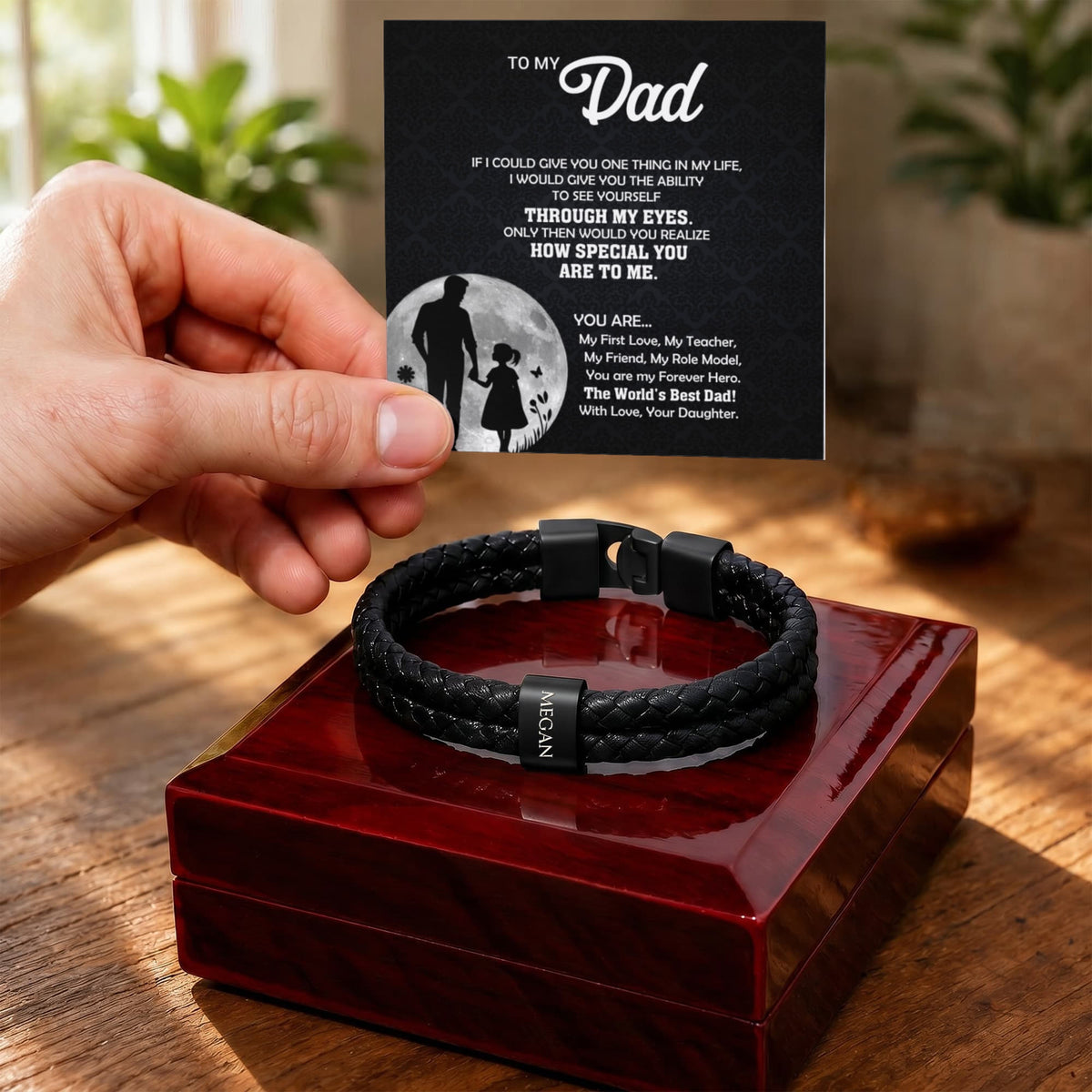 Heart Memento™ Namewoven Bracelet | “Through My Eyes” Gift From Daughter