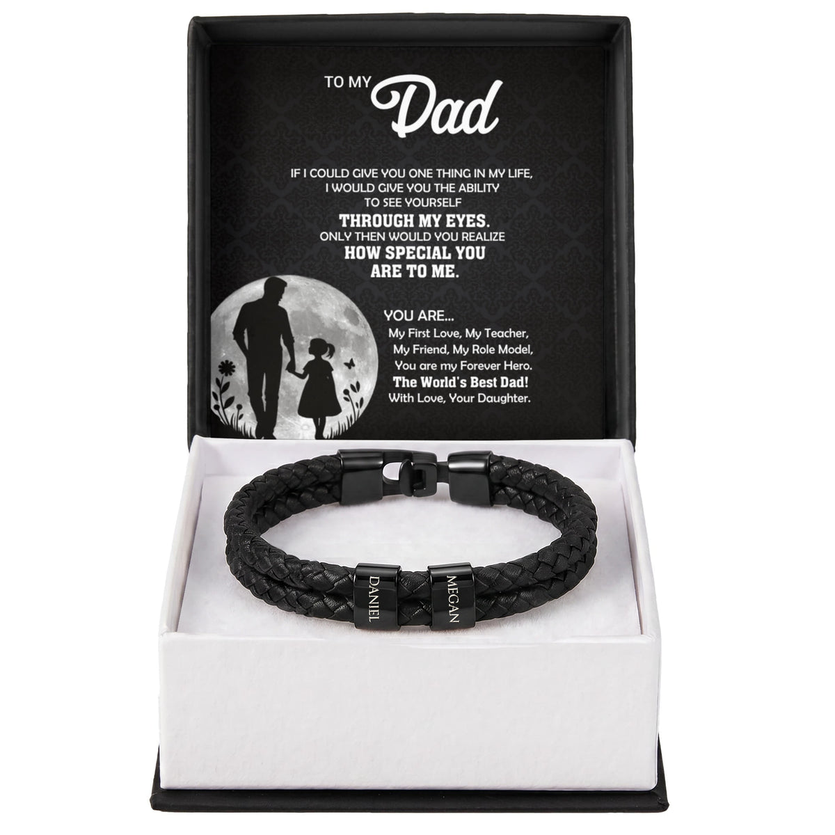 Heart Memento™ Namewoven Bracelet | “Through My Eyes” Gift From Daughter