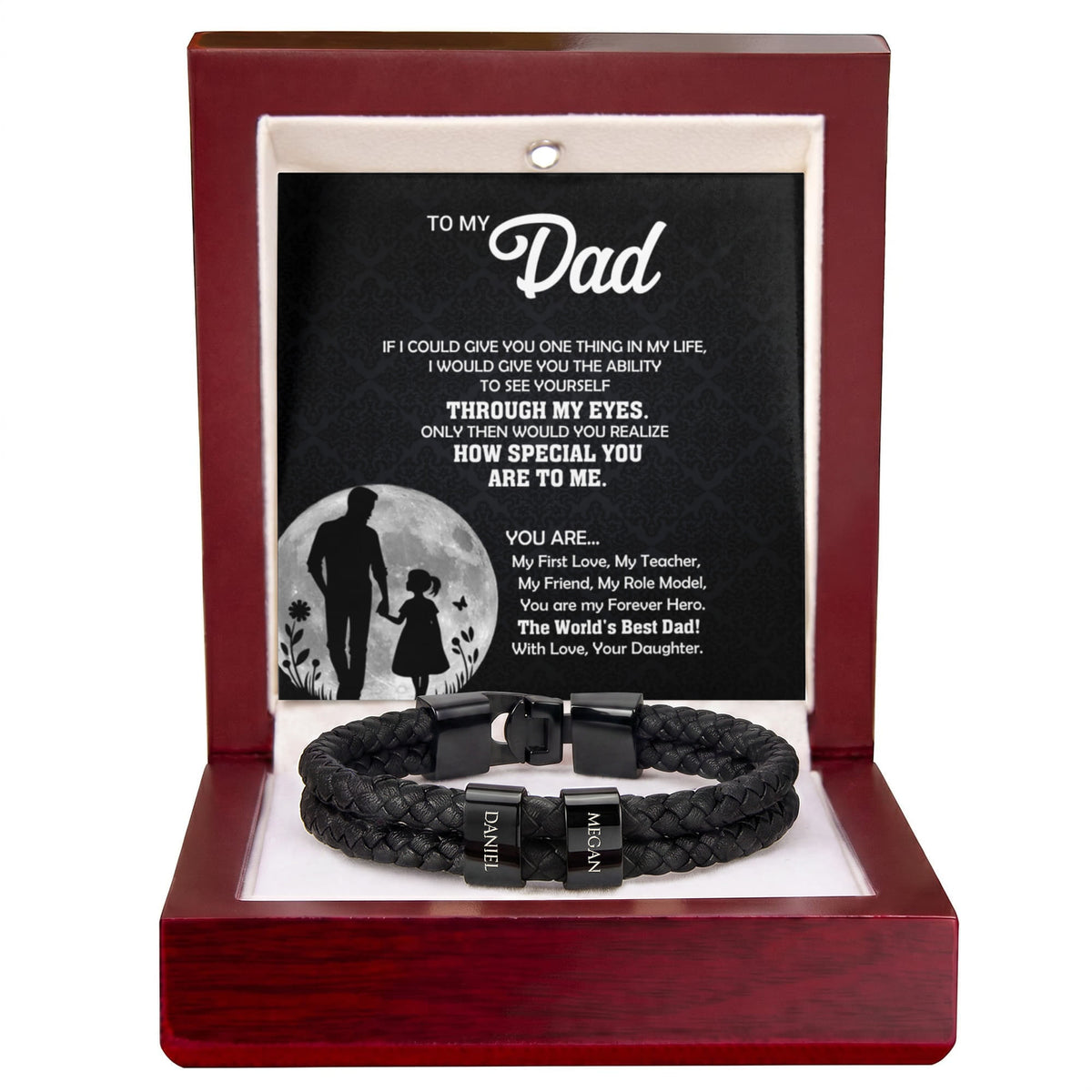 Heart Memento™ Namewoven Bracelet | “Through My Eyes” Gift From Daughter