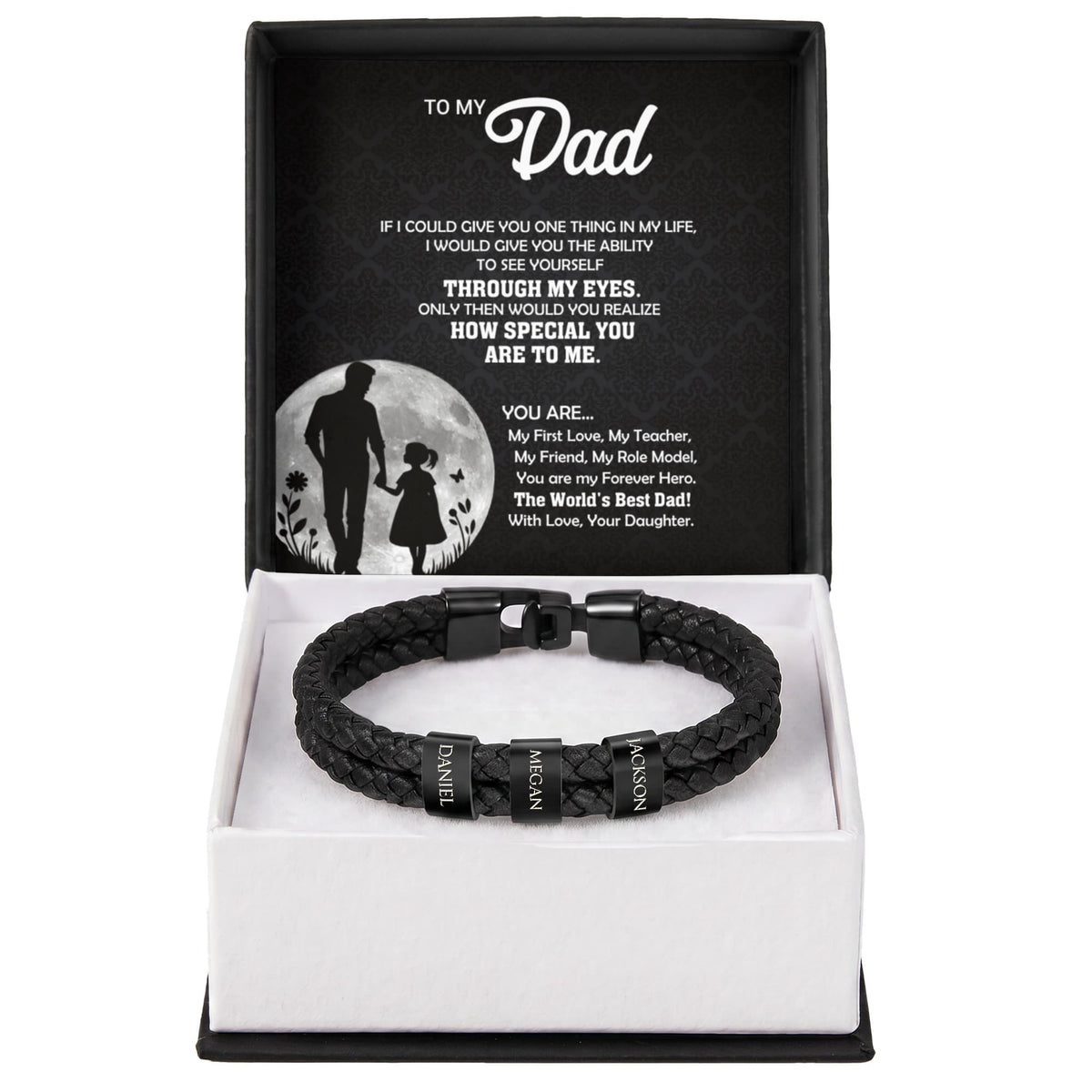 Heart Memento™ Namewoven Bracelet | “Through My Eyes” Gift From Daughter
