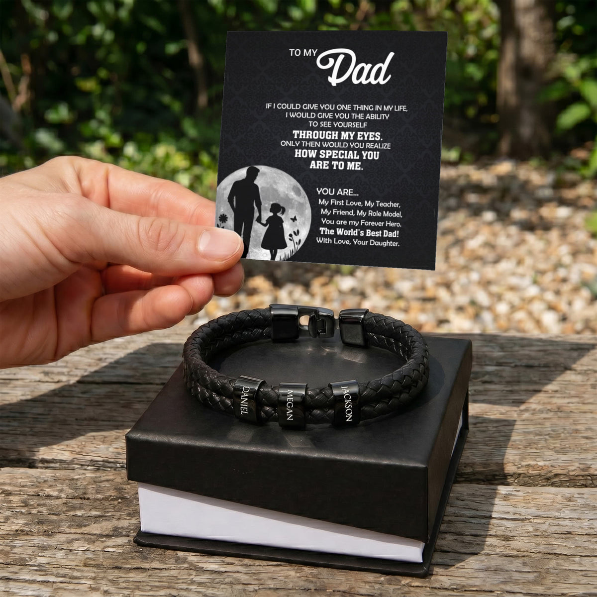 Heart Memento™ Namewoven Bracelet | “Through My Eyes” Gift From Daughter