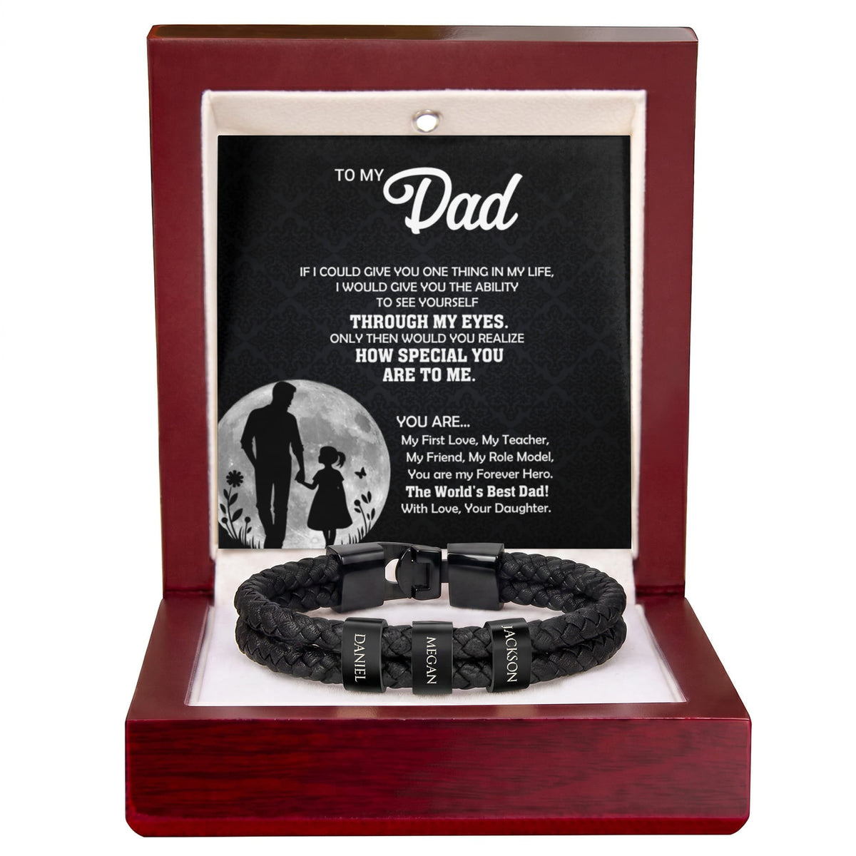 Heart Memento™ Namewoven Bracelet | “Through My Eyes” Gift From Daughter