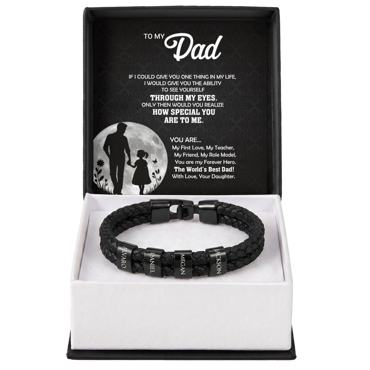 Heart Memento™ Namewoven Bracelet | “Through My Eyes” Gift From Daughter