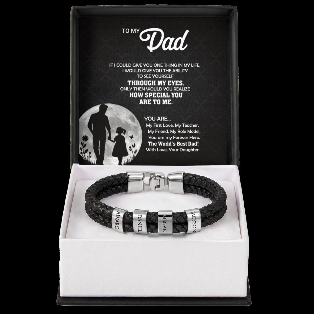 Heart Memento™ Namewoven Bracelet | “Through My Eyes” Gift From Daughter