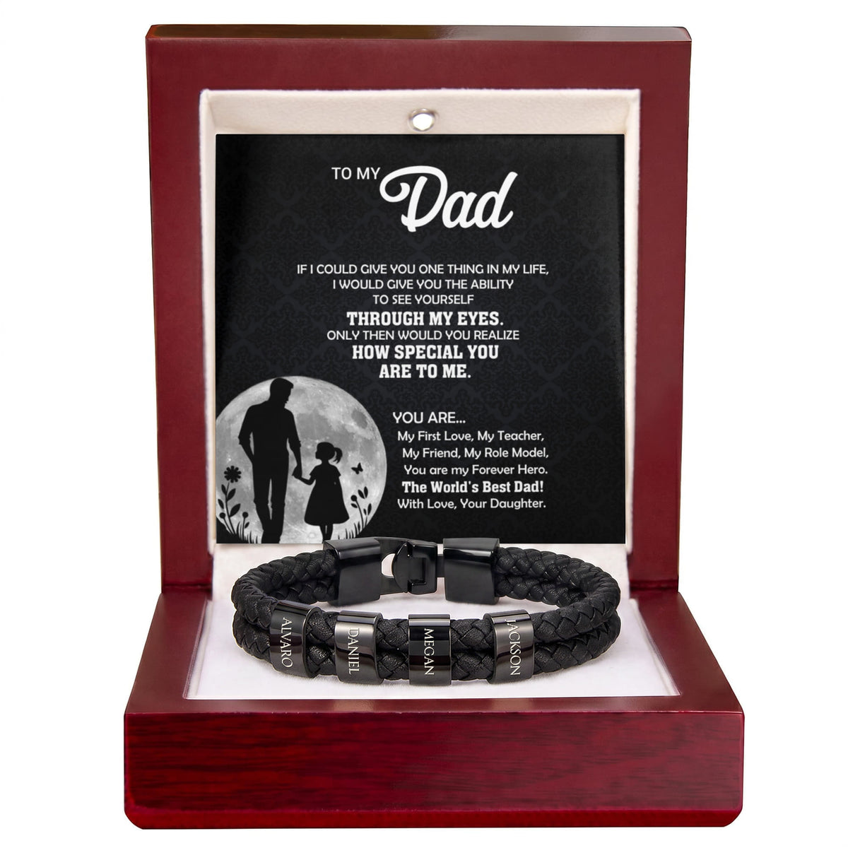 Heart Memento™ Namewoven Bracelet | “Through My Eyes” Gift From Daughter