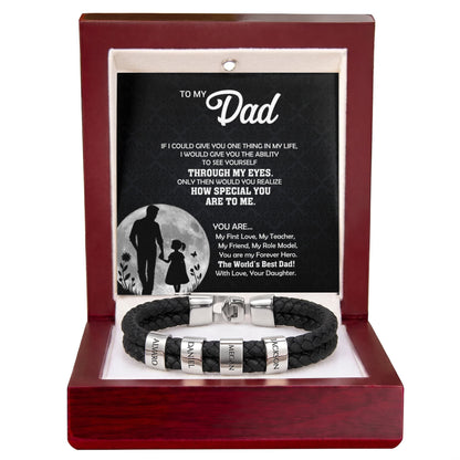 Heart Memento™ Namewoven Bracelet | “Through My Eyes” Gift From Daughter