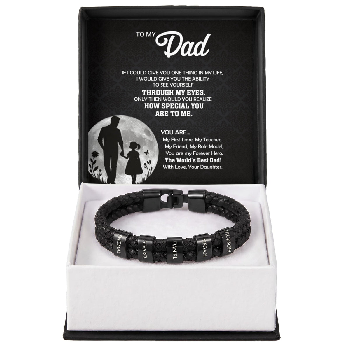 Heart Memento™ Namewoven Bracelet | “Through My Eyes” Gift From Daughter