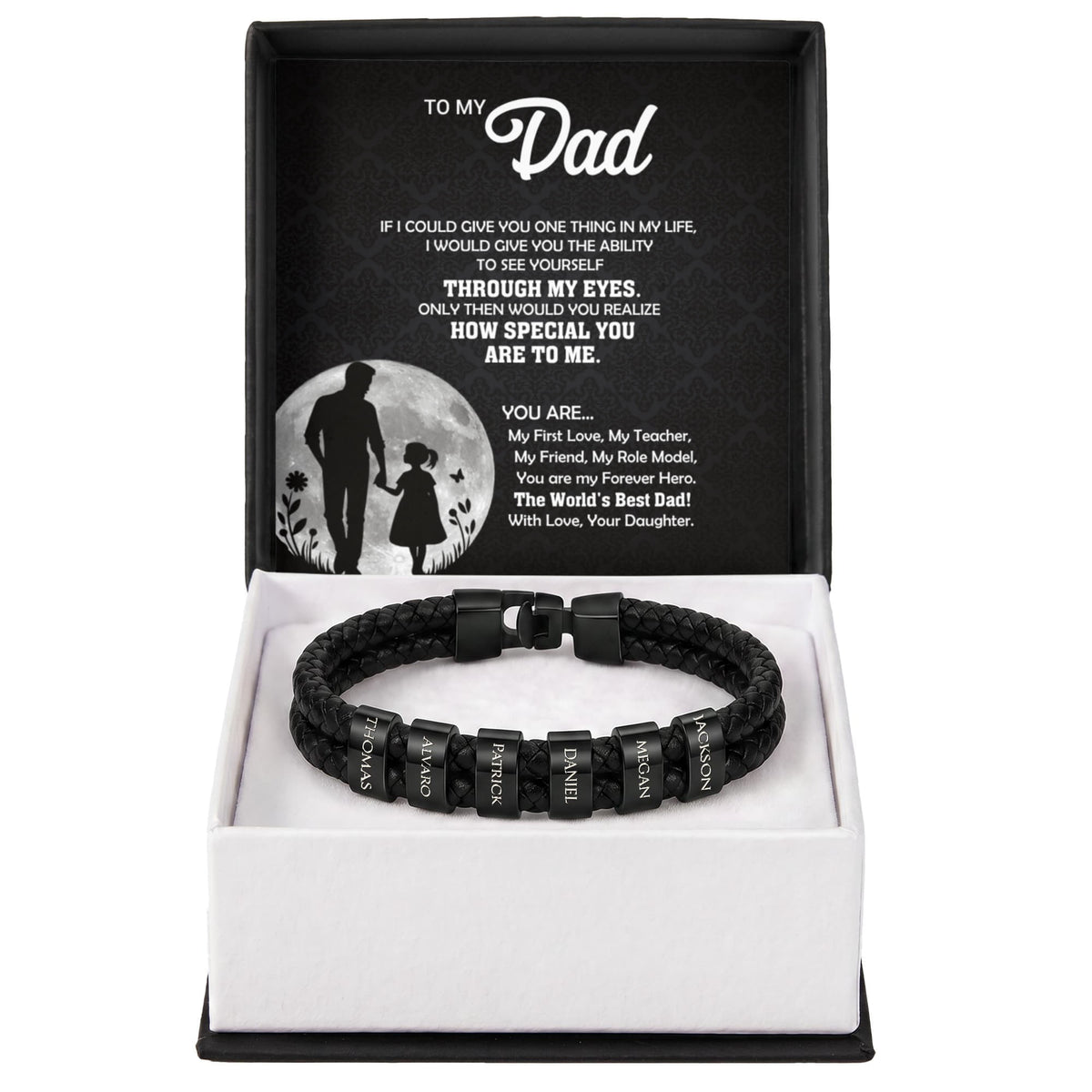 Heart Memento™ Namewoven Bracelet | “Through My Eyes” Gift From Daughter
