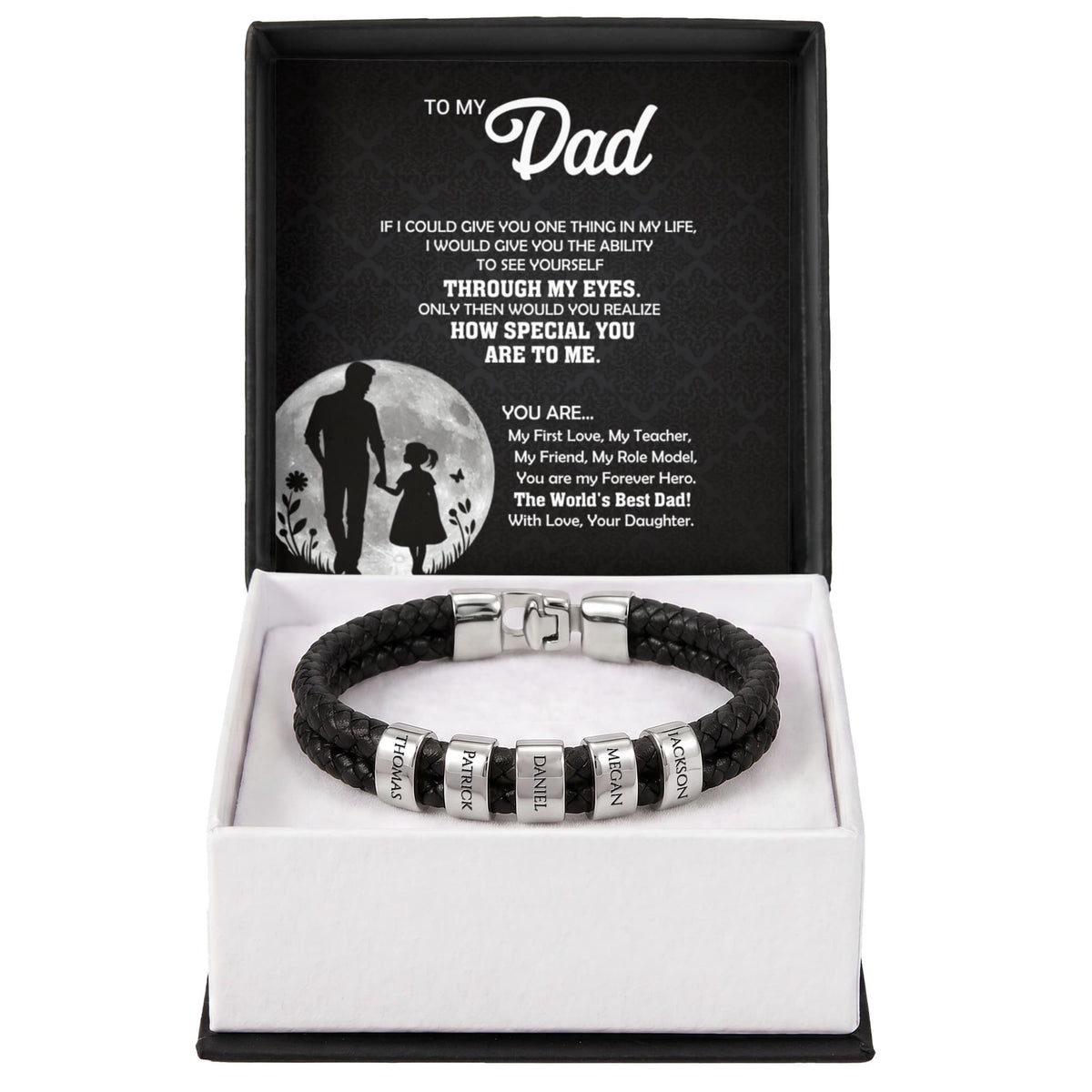Heart Memento™ Namewoven Bracelet | “Through My Eyes” Gift From Daughter