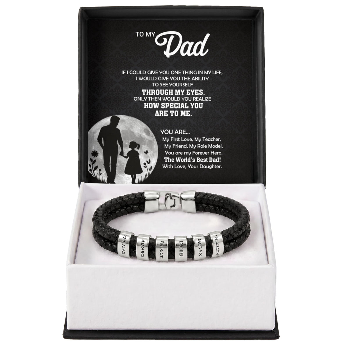 Heart Memento™ Namewoven Bracelet | “Through My Eyes” Gift From Daughter
