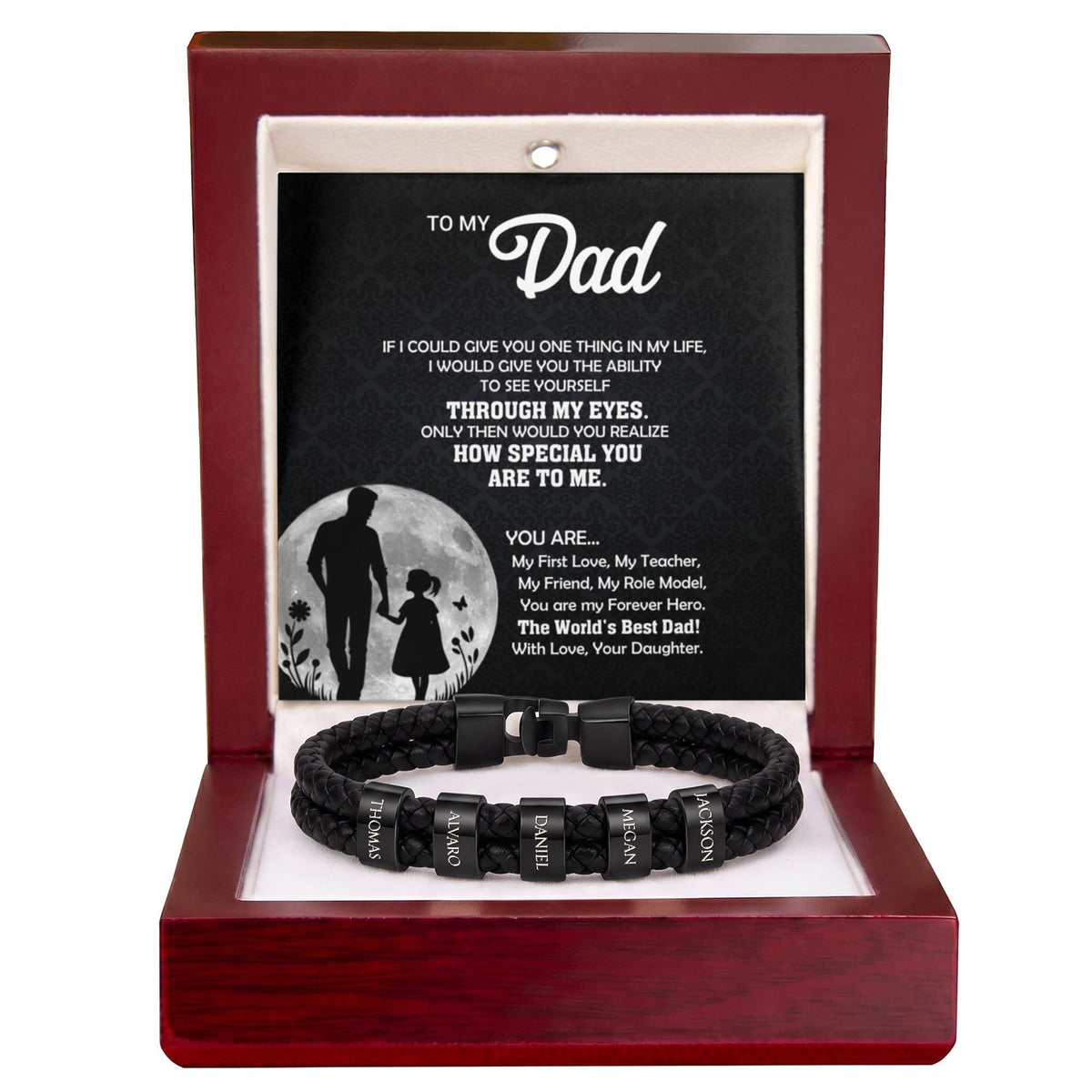 Heart Memento™ Namewoven Bracelet | “Through My Eyes” Gift From Daughter