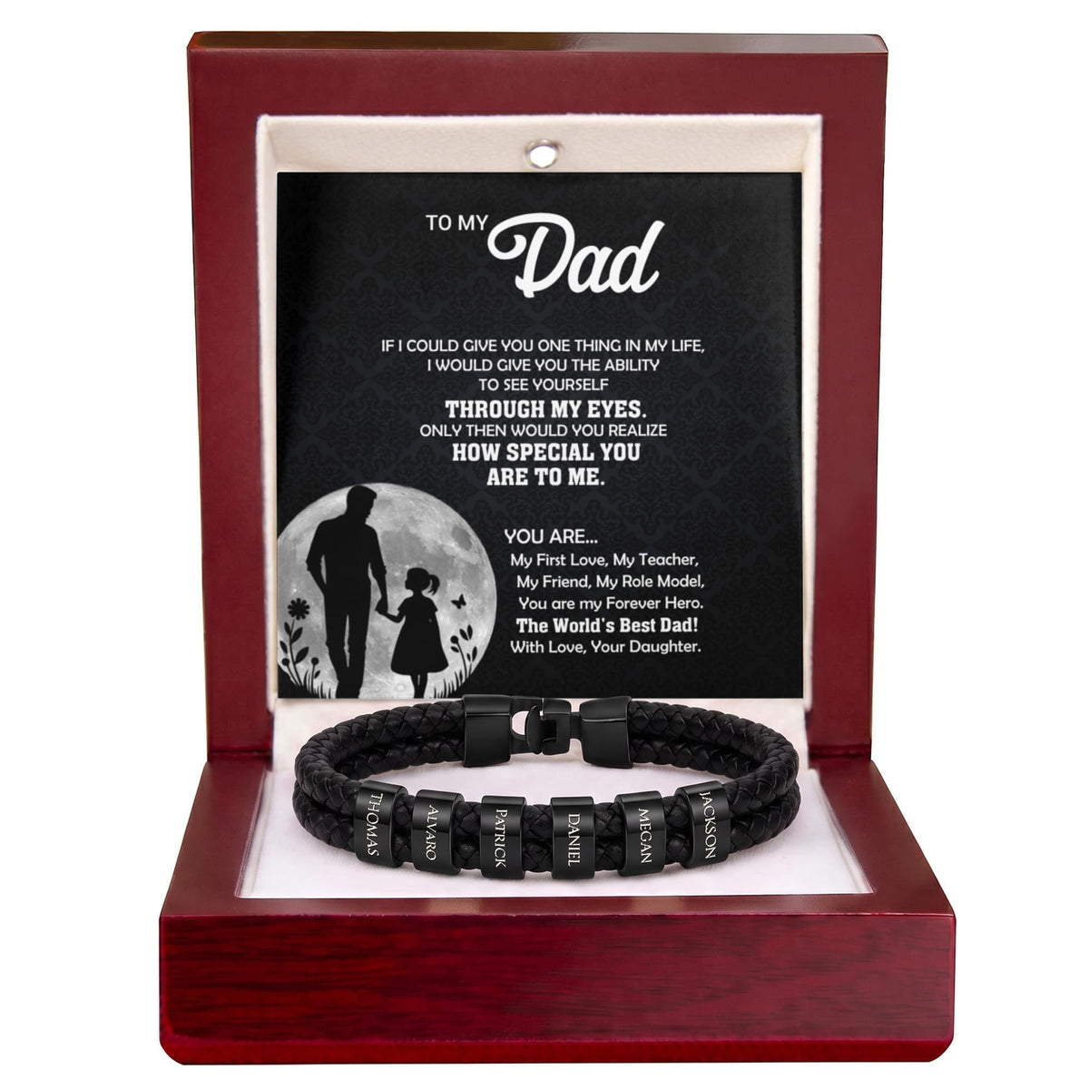 Heart Memento™ Namewoven Bracelet | “Through My Eyes” Gift From Daughter