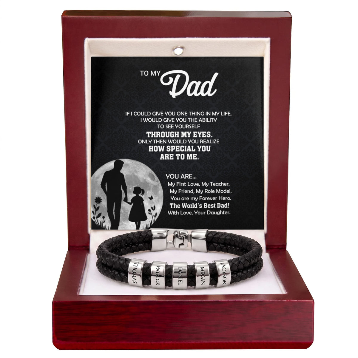 Heart Memento™ Namewoven Bracelet | “Through My Eyes” Gift From Daughter