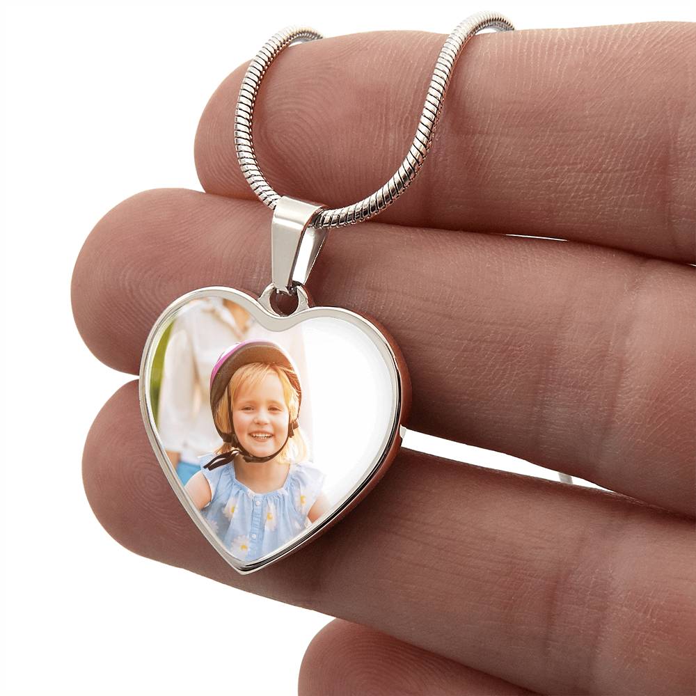 Heart Memento™ Warmlyframed Personalized Heart Photo Necklace – Custom Heart Picture Pendant Necklace for Her