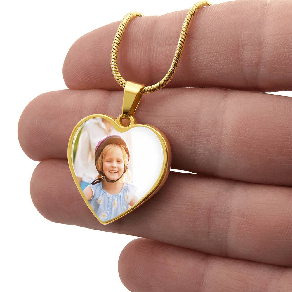 Heart Memento™ Warmlyframed Personalized Heart Photo Necklace – Custom Heart Picture Pendant Necklace for Her