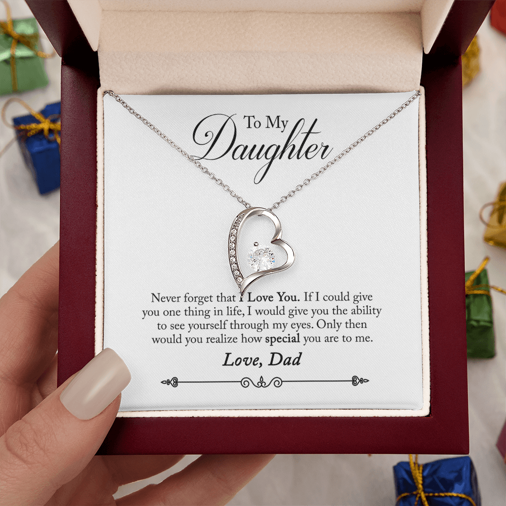 Everlasting Love Necklace – “See Yourself Through My Eyes” Daughter Gift from Dad, Sentimental Necklace for Daughter