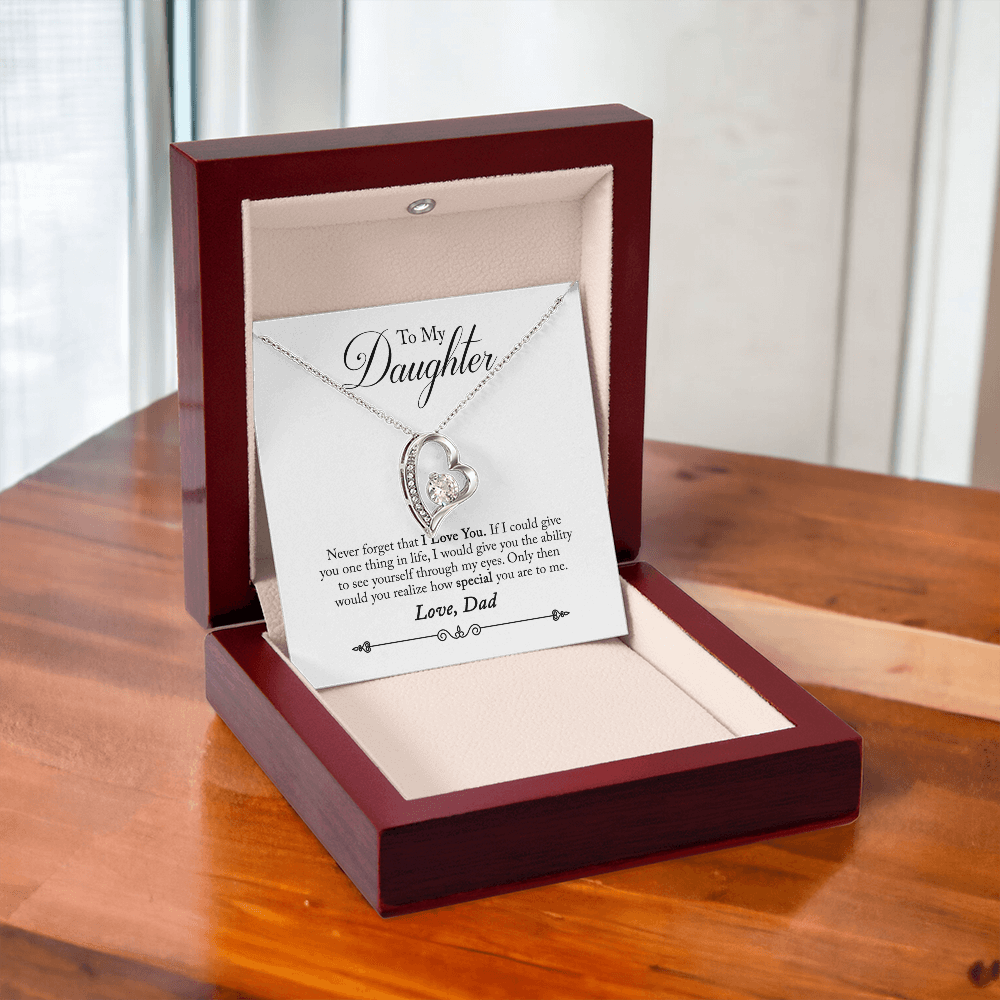 Everlasting Love Necklace – “See Yourself Through My Eyes” Daughter Gift from Dad, Sentimental Necklace for Daughter