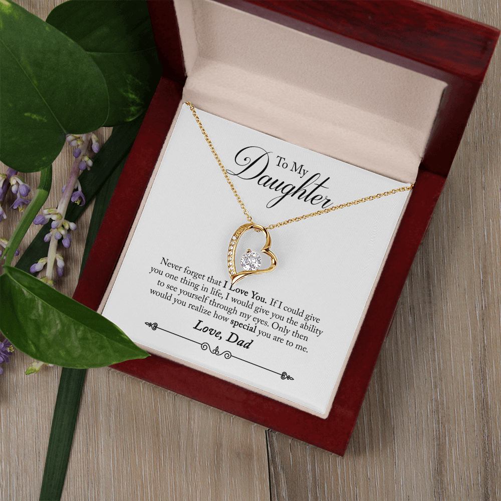 Everlasting Love Necklace – “See Yourself Through My Eyes” Daughter Gift from Dad, Sentimental Necklace for Daughter