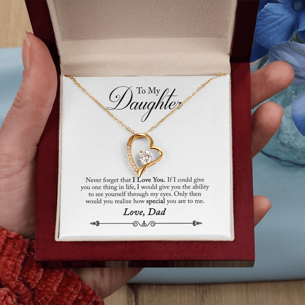 Everlasting Love Necklace – “See Yourself Through My Eyes” Daughter Gift from Dad, Sentimental Necklace for Daughter
