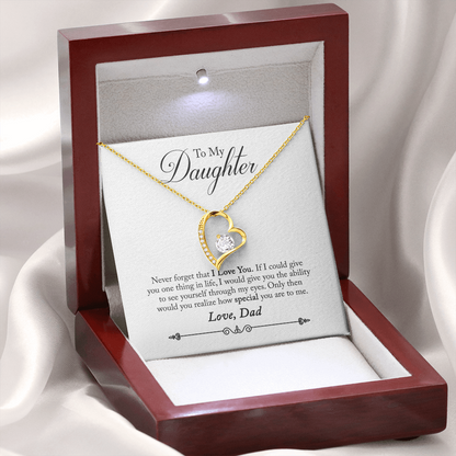 Everlasting Love Necklace – “See Yourself Through My Eyes” Daughter Gift from Dad, Sentimental Necklace for Daughter
