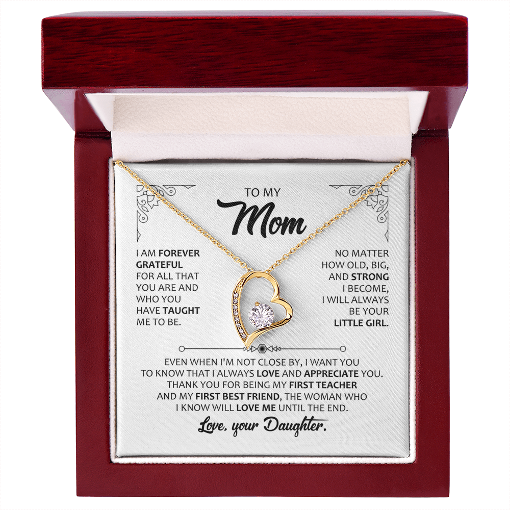 Eternal Heart necklace for mom from daughter, 18k yellow gold finish, in LED luxury gift box – Heart Memento