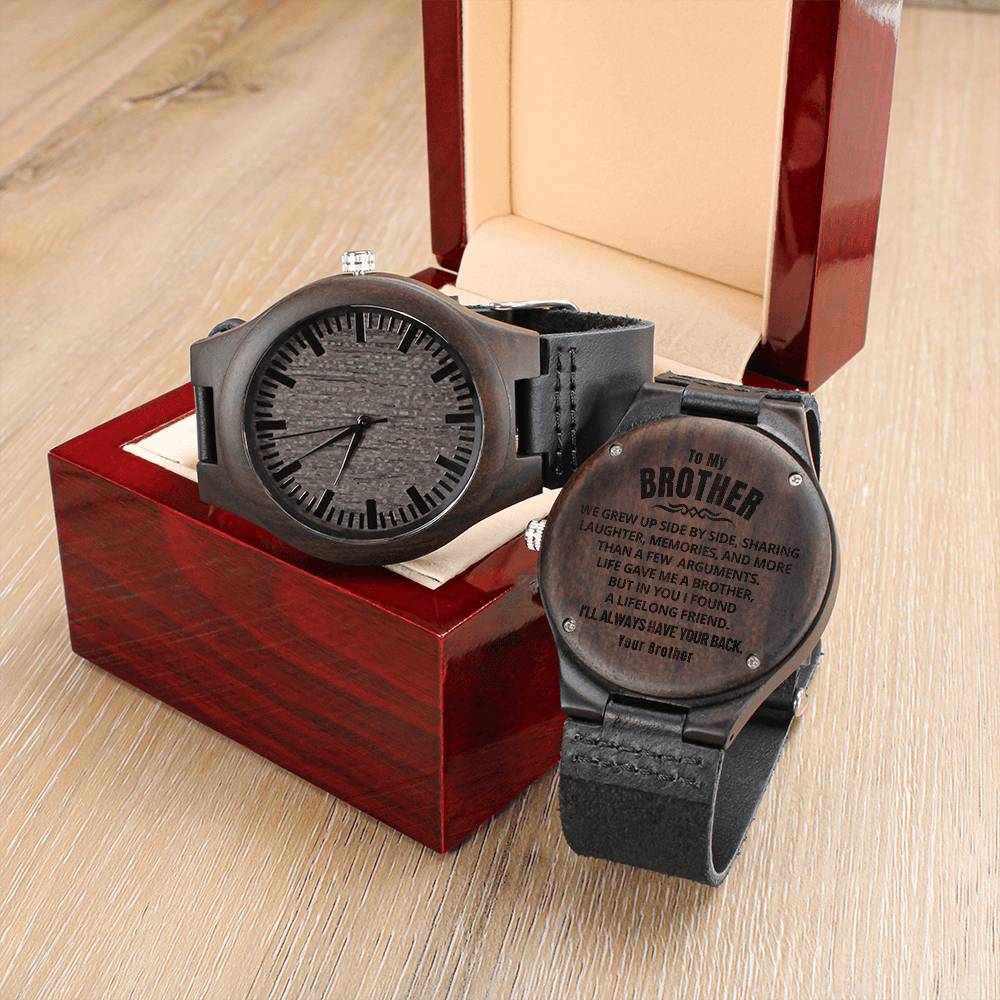 Wooden watch worn on a wrist