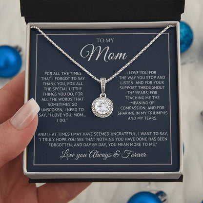 Heart Memento™ Everlucent Halo Necklace | “I Love You, Mom… I Do” Gift for Mom from Daughter or Son