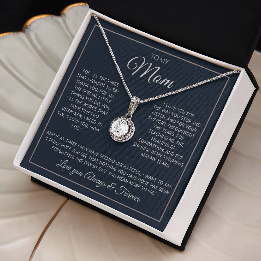 Heart Memento™ Everlucent Halo Necklace | “I Love You, Mom… I Do” Gift for Mom from Daughter or Son