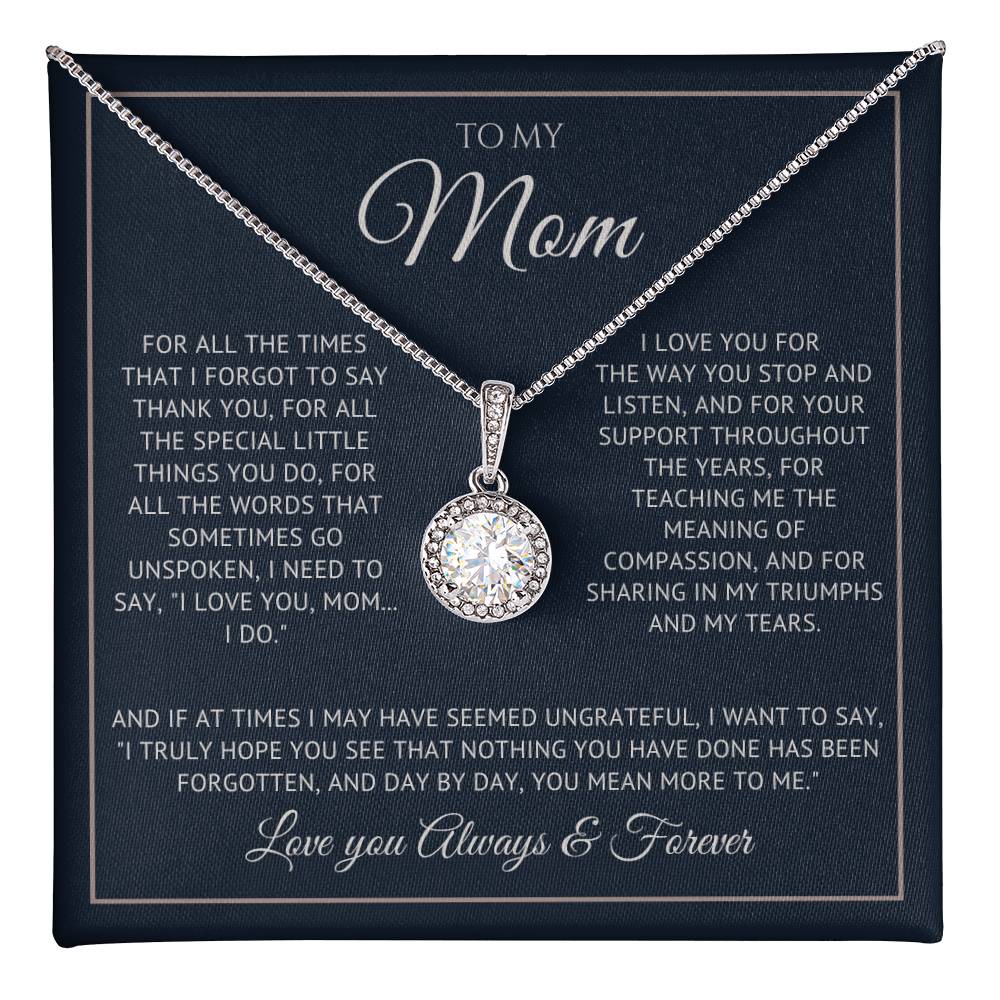 Heart Memento™ Everlucent Halo Necklace | “I Love You, Mom… I Do” Gift for Mom from Daughter or Son