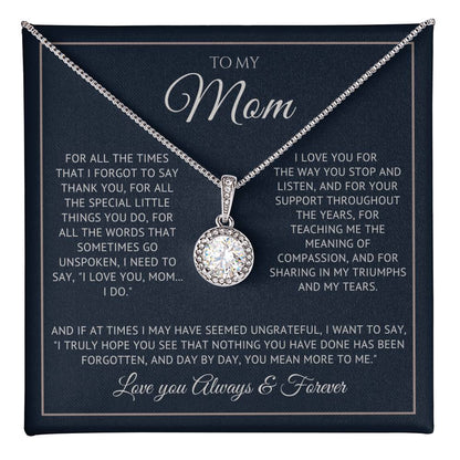 Heart Memento™ Everlucent Halo Necklace | “I Love You, Mom… I Do” Gift for Mom from Daughter or Son