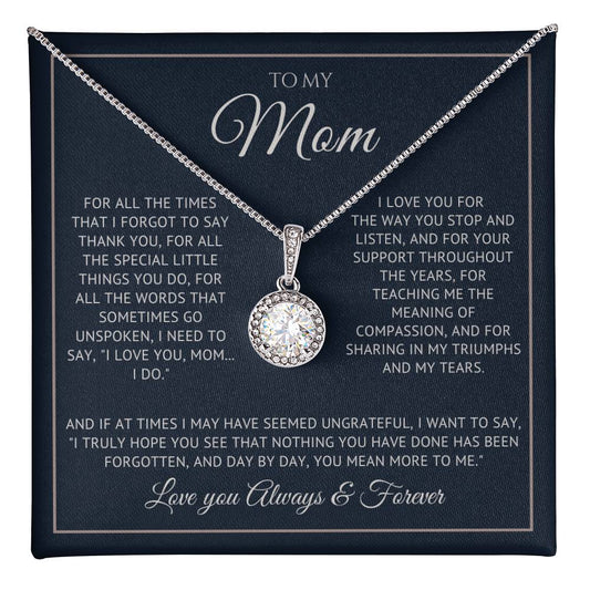 Heart Memento™ Everlucent Halo Necklace | “I Love You, Mom… I Do” Gift for Mom from Daughter or Son