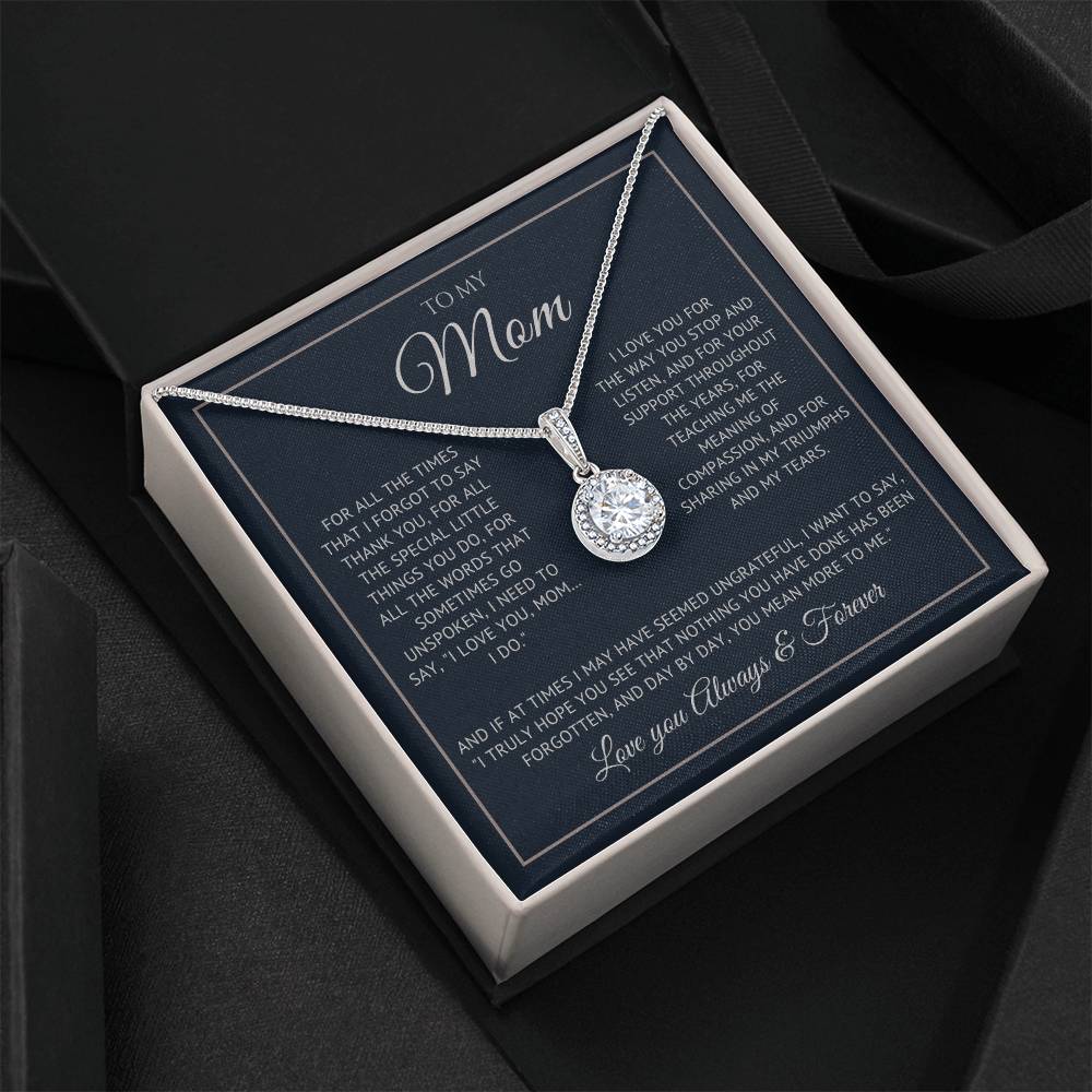 Heart Memento™ Everlucent Halo Necklace | “I Love You, Mom… I Do” Gift for Mom from Daughter or Son
