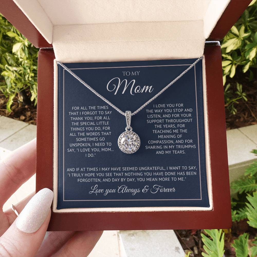 Heart Memento™ Everlucent Halo Necklace | “I Love You, Mom… I Do” Gift for Mom from Daughter or Son