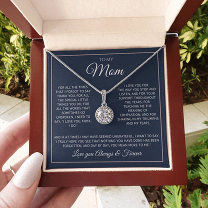Heart Memento™ Everlucent Halo Necklace | “I Love You, Mom… I Do” Gift for Mom from Daughter or Son