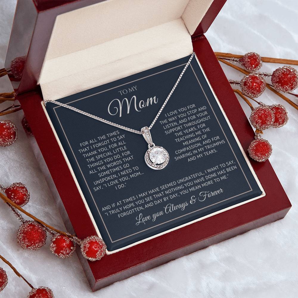 Heart Memento™ Everlucent Halo Necklace | “I Love You, Mom… I Do” Gift for Mom from Daughter or Son