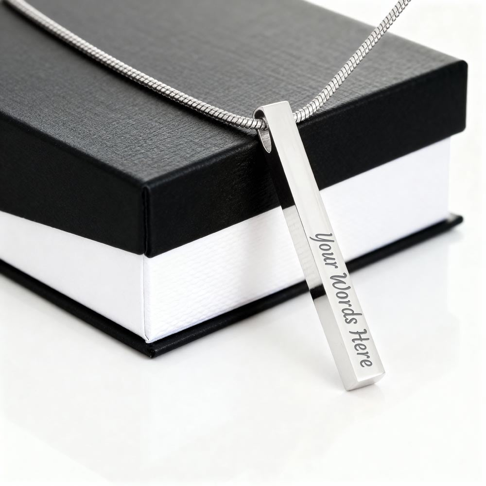 Heart Memento™ Closelykept Personalized 4-Sided Bar Necklace – Engraved Necklace for Her