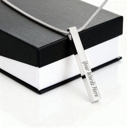 Heart Memento™ Closelykept Personalized 4-Sided Bar Necklace – Engraved Necklace for Her