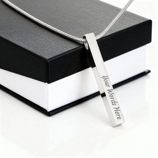 Heart Memento™ Closelykept Personalized 4-Sided Bar Necklace – Engraved Necklace for Her